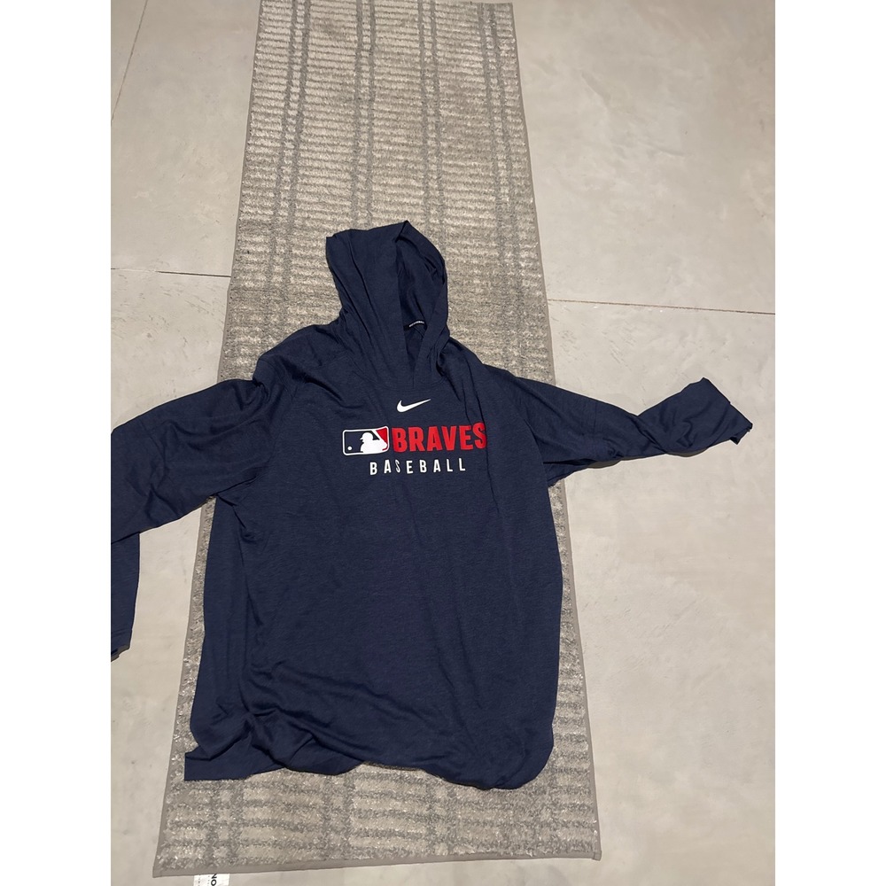Nike Atlanta Braves MLB Authentic Collection Dri-FIT Hoodie Navy Mens XXL